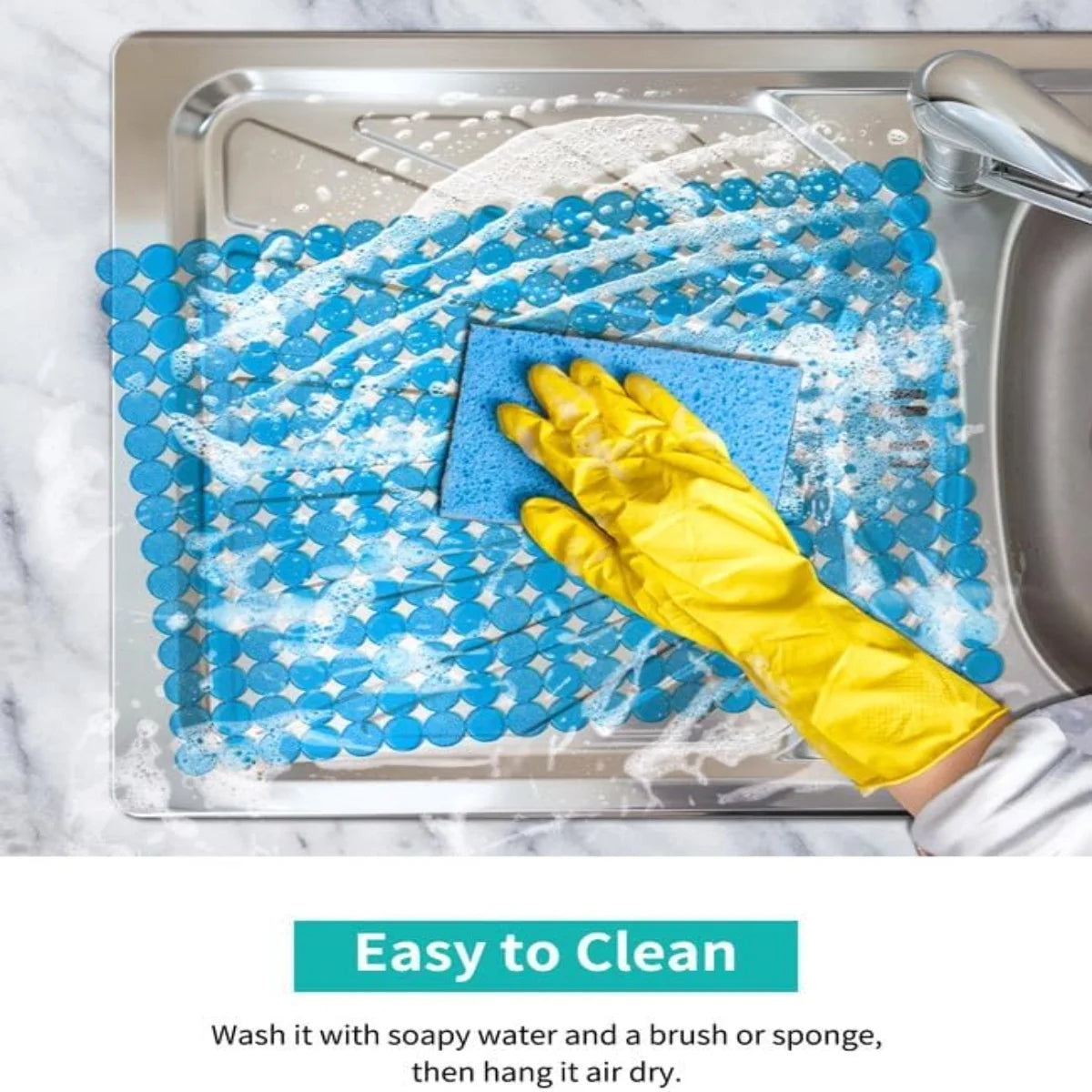 Bligli Round Sink Mats 2-Pack ,Non-Slip PVC Sink Protector, Fits Stainless Steel / Ceramic Sinks,15.7 x 11.8 inch,Fast Draining Dot Design for Kitchen Sink