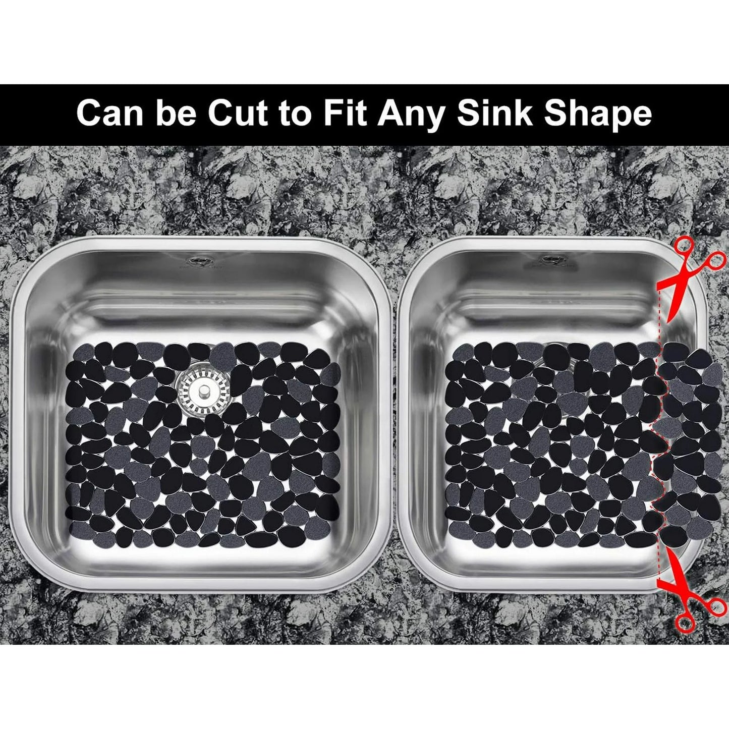 Bligli Non-Slip PVC Sink Mats (2-pack) – Pebble Design Protector for Stainless Steel/Porcelain, Dish Drying & Kitchen Liner, 15.7"x11.8"