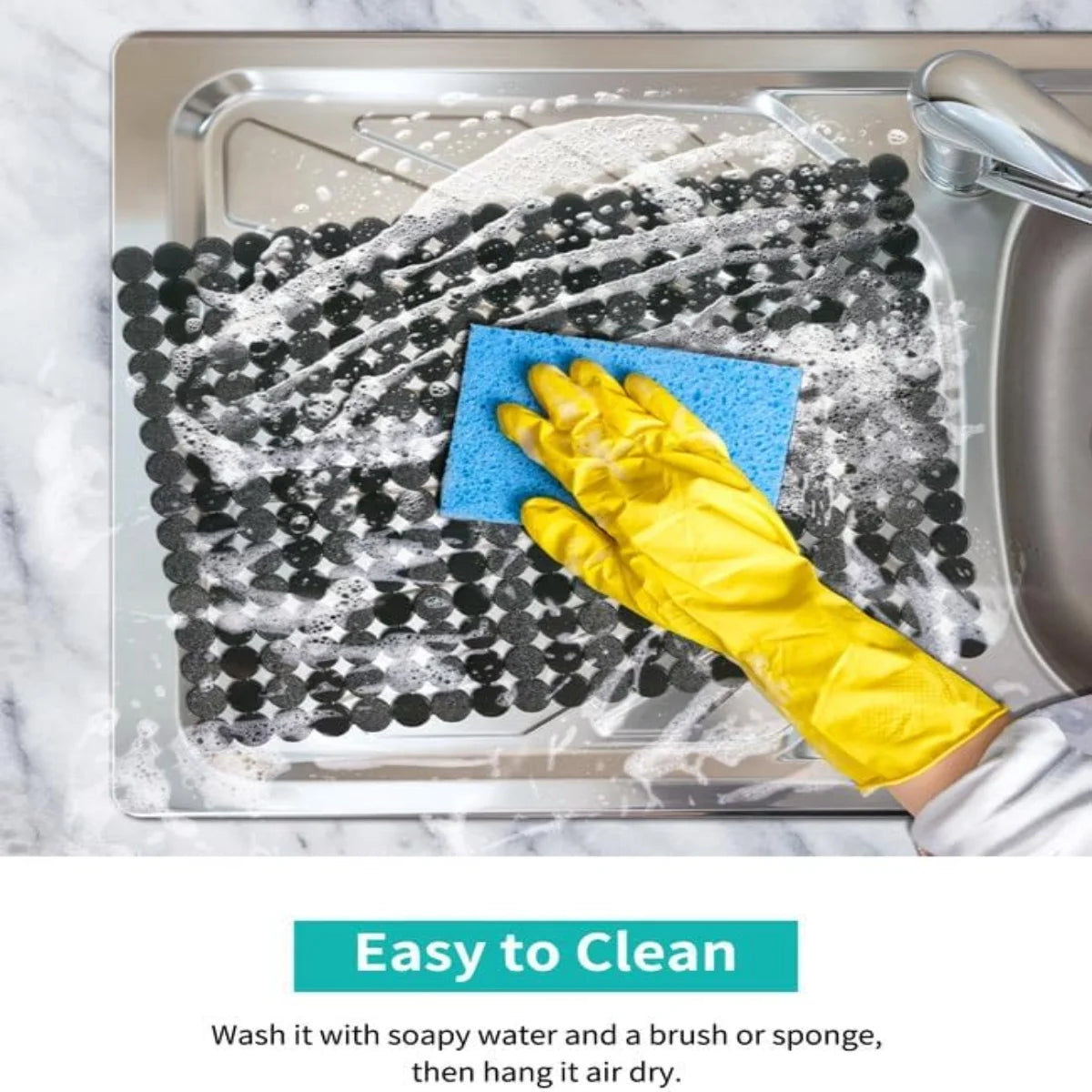Bligli Round Sink Mats 2-Pack ,Non-Slip PVC Sink Protector, Fits Stainless Steel / Ceramic Sinks,15.7 x 11.8 inch,Fast Draining Dot Design for Kitchen Sink