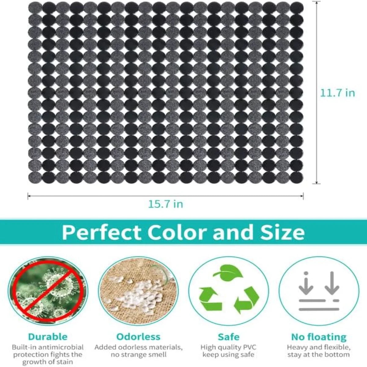 Bligli Round Sink Mats 2-Pack ,Non-Slip PVC Sink Protector, Fits Stainless Steel / Ceramic Sinks,15.7 x 11.8 inch,Fast Draining Dot Design for Kitchen Sink
