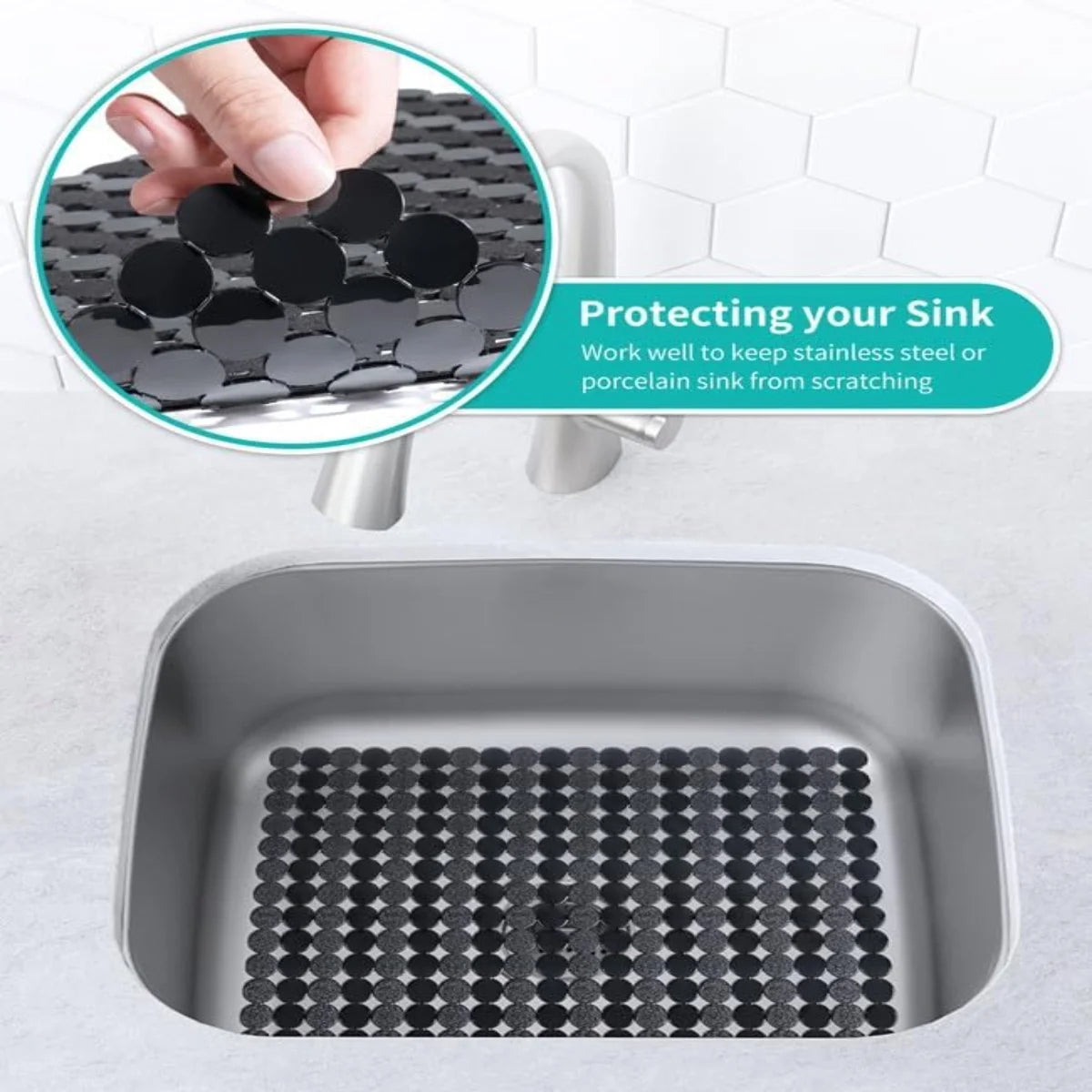 Bligli Round Sink Mats 2-Pack ,Non-Slip PVC Sink Protector, Fits Stainless Steel / Ceramic Sinks,15.7 x 11.8 inch,Fast Draining Dot Design for Kitchen Sink