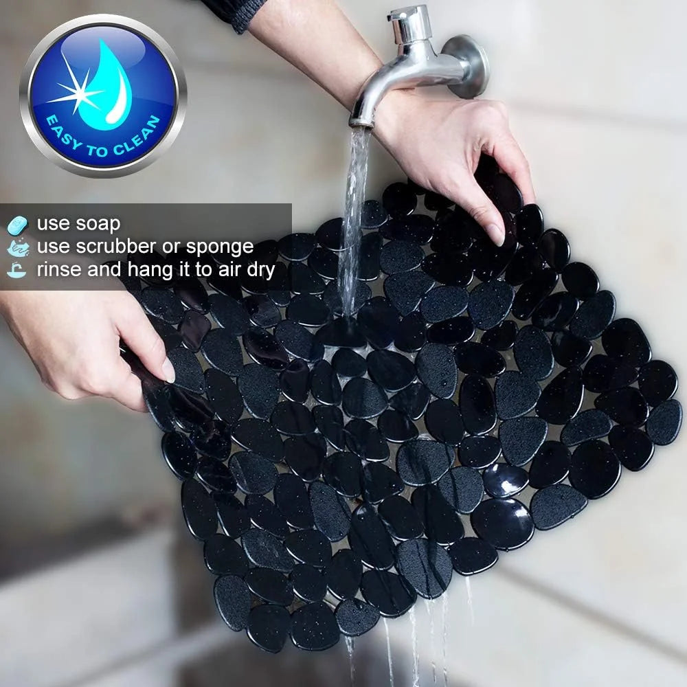 Bligli Non-Slip PVC Sink Mats (2-pack) – Pebble Design Protector for Stainless Steel/Porcelain, Dish Drying & Kitchen Liner, 15.7"x11.8"