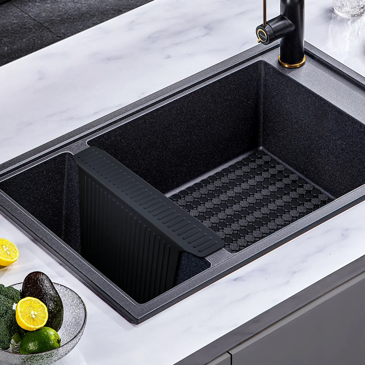 Bligli Silicone Sink Divider Mat - 11.8x5.3 inch Non-Slip Kitchen Organizer, Dish & Glassware Protector for Double Basins, Scratch & Stain Resistant, Durable & Flexible