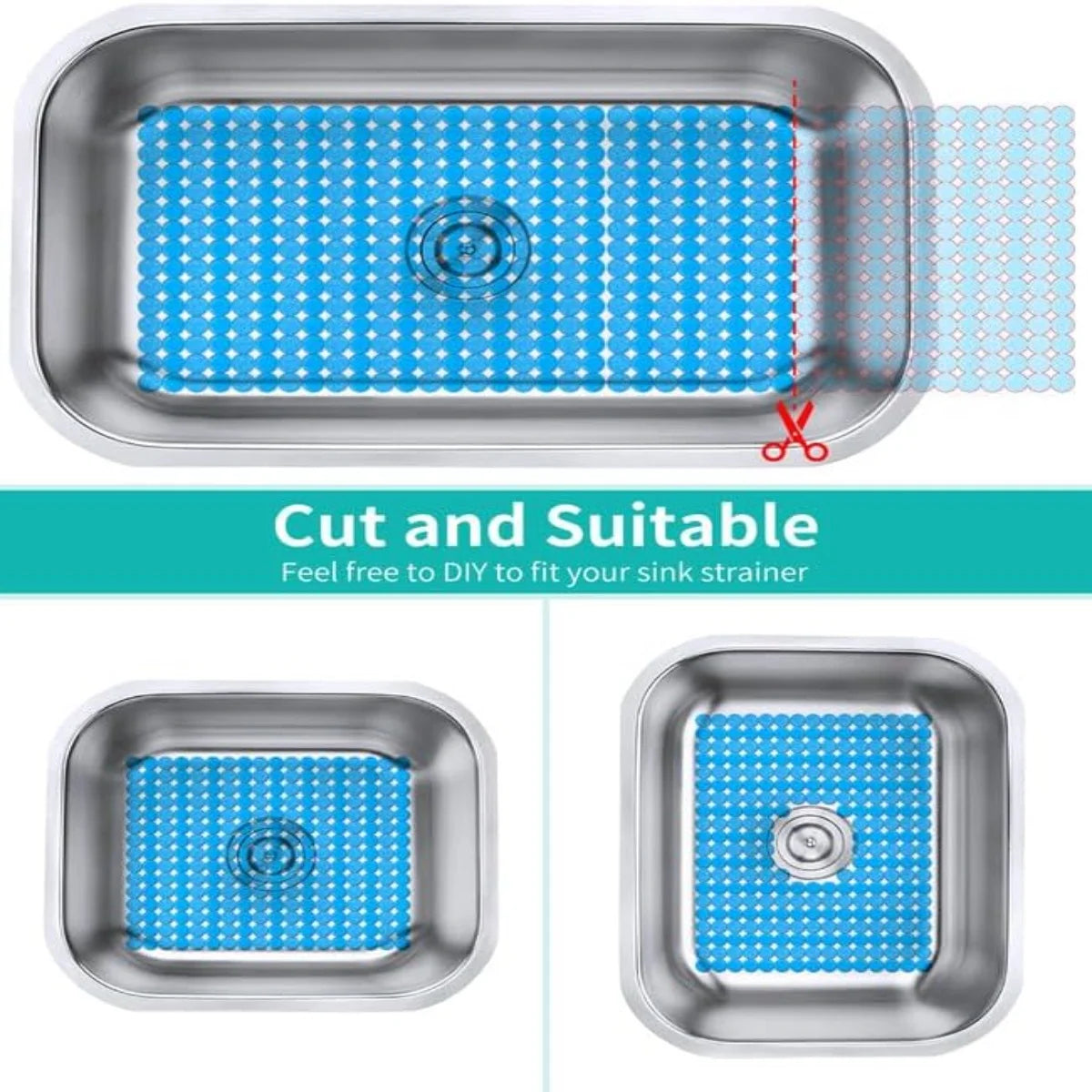 Bligli Round Sink Mats 2-Pack ,Non-Slip PVC Sink Protector, Fits Stainless Steel / Ceramic Sinks,15.7 x 11.8 inch,Fast Draining Dot Design for Kitchen Sink