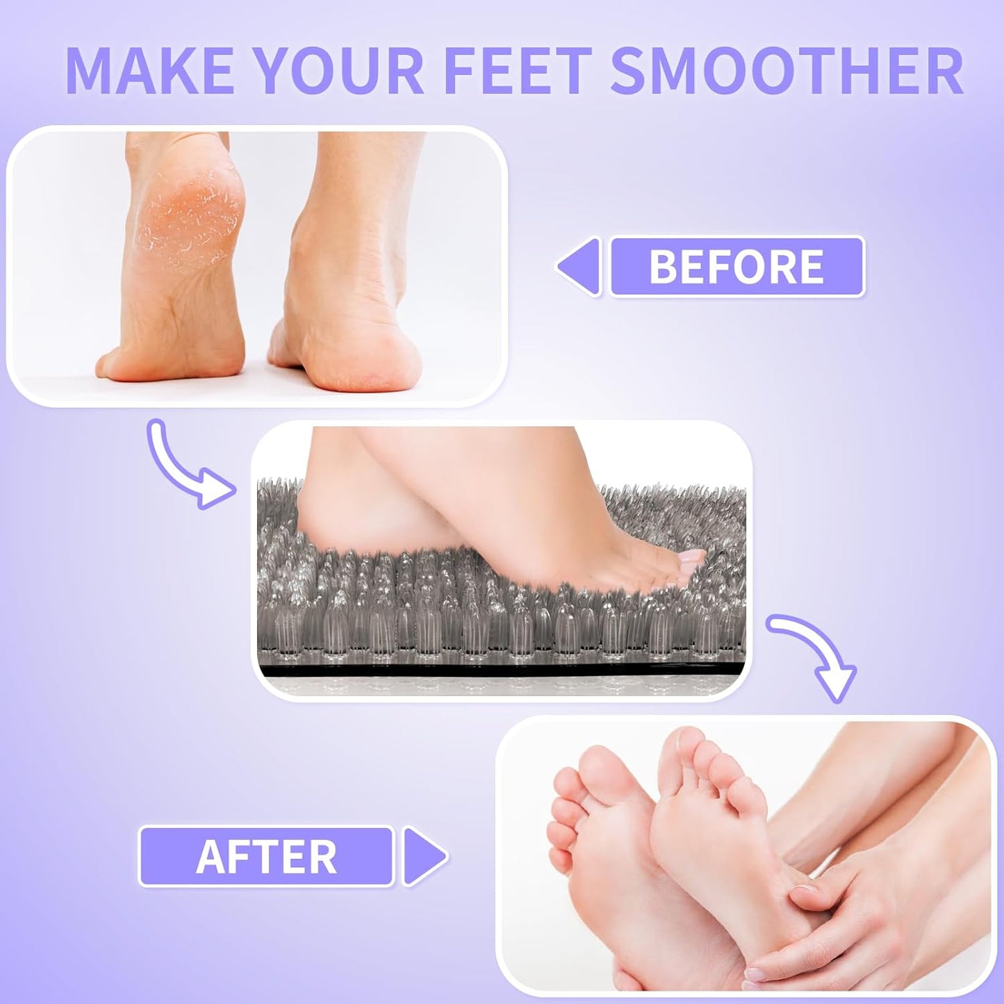 Yolife Shower Foot Scrubber Mat,Anti-Slip Bath Mat with Scrub Bristles & Strong Suction Cups to Soothe Achy Feet