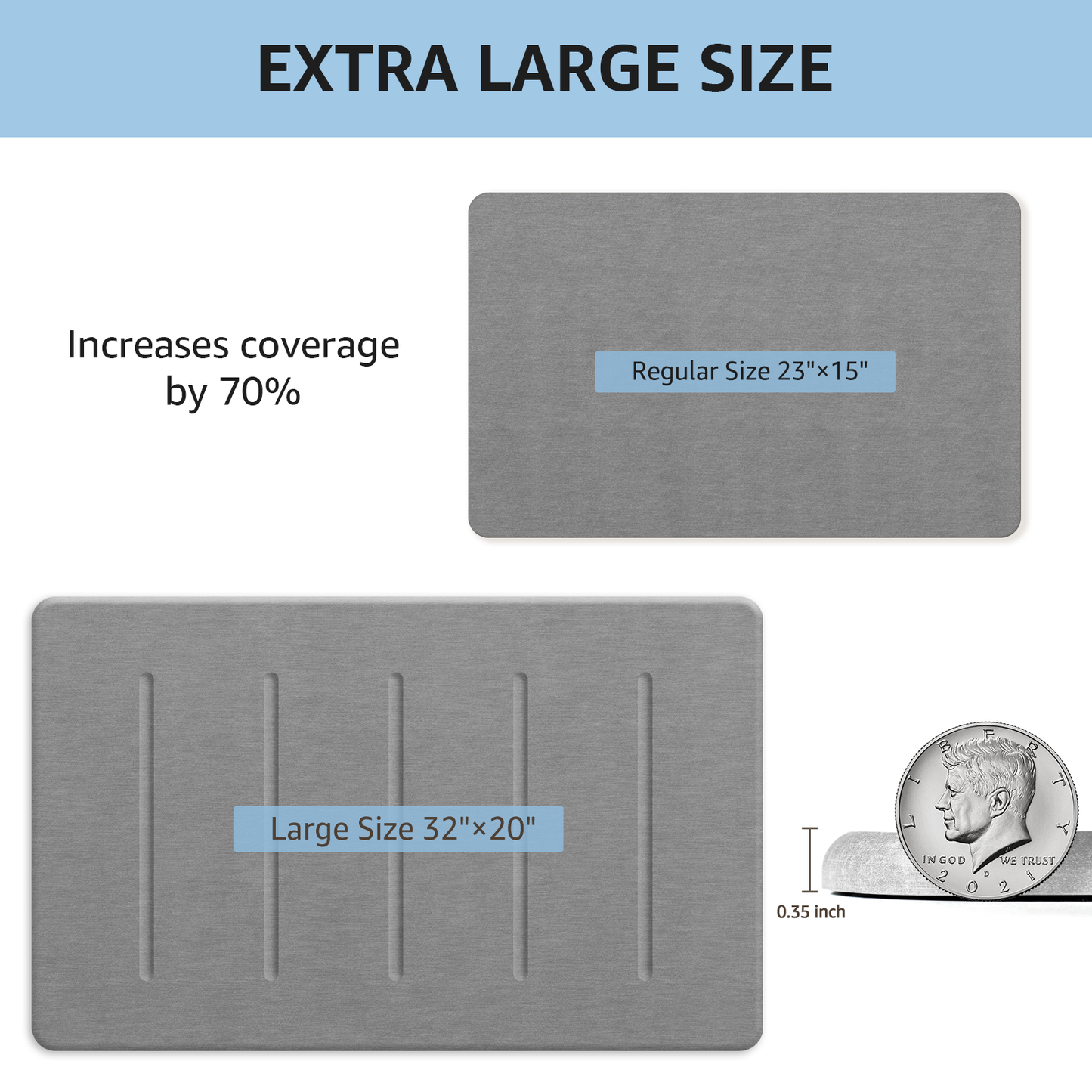 OTHWAY Stone Bath Mat Large, 32" x 20" Diatomaceous Earth for Bathroom, Super Absorbent Quick Drying Non-Slip Diatomite Shower Mat