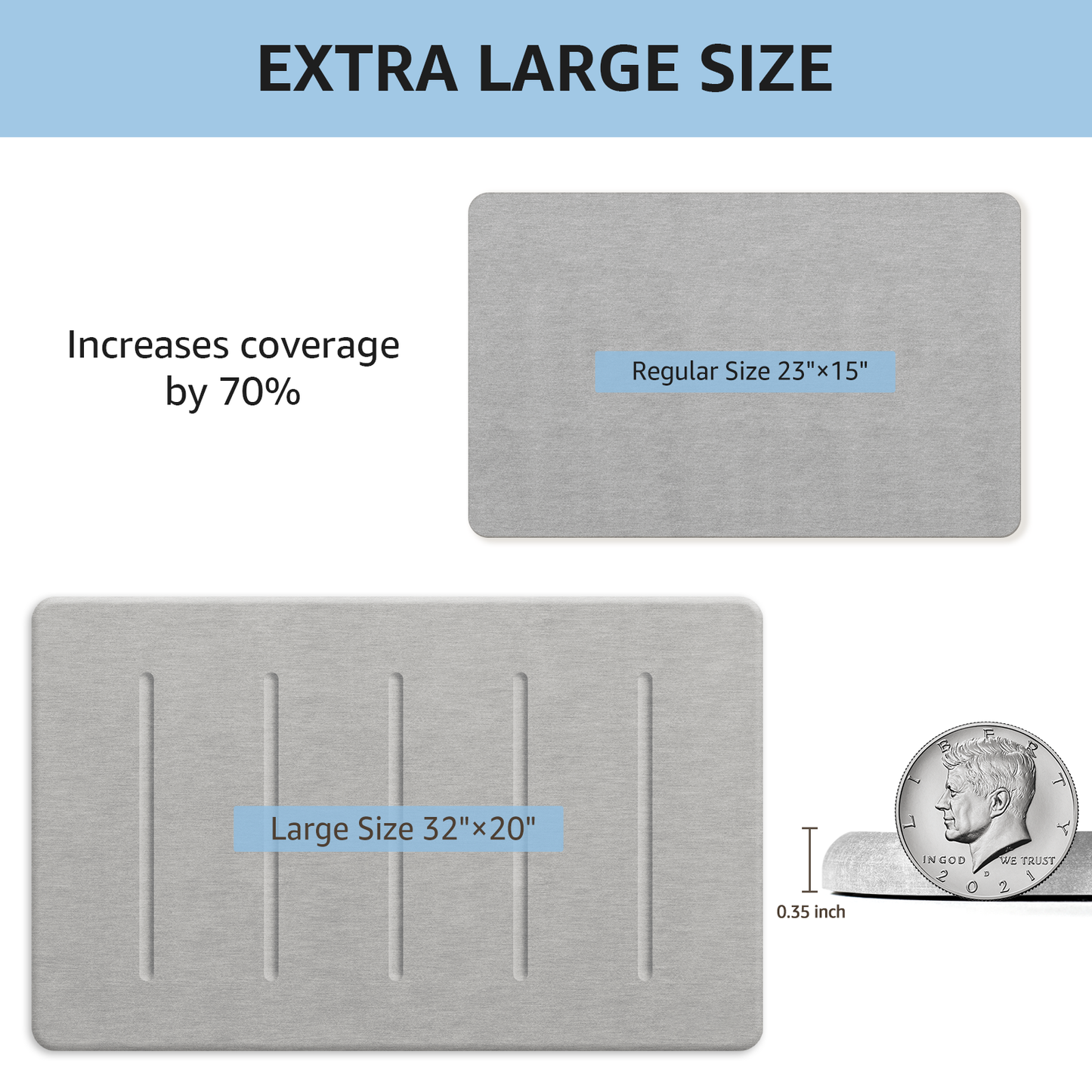OTHWAY Stone Bath Mat Large, 32" x 20" Diatomaceous Earth for Bathroom, Super Absorbent Quick Drying Non-Slip Diatomite Shower Mat