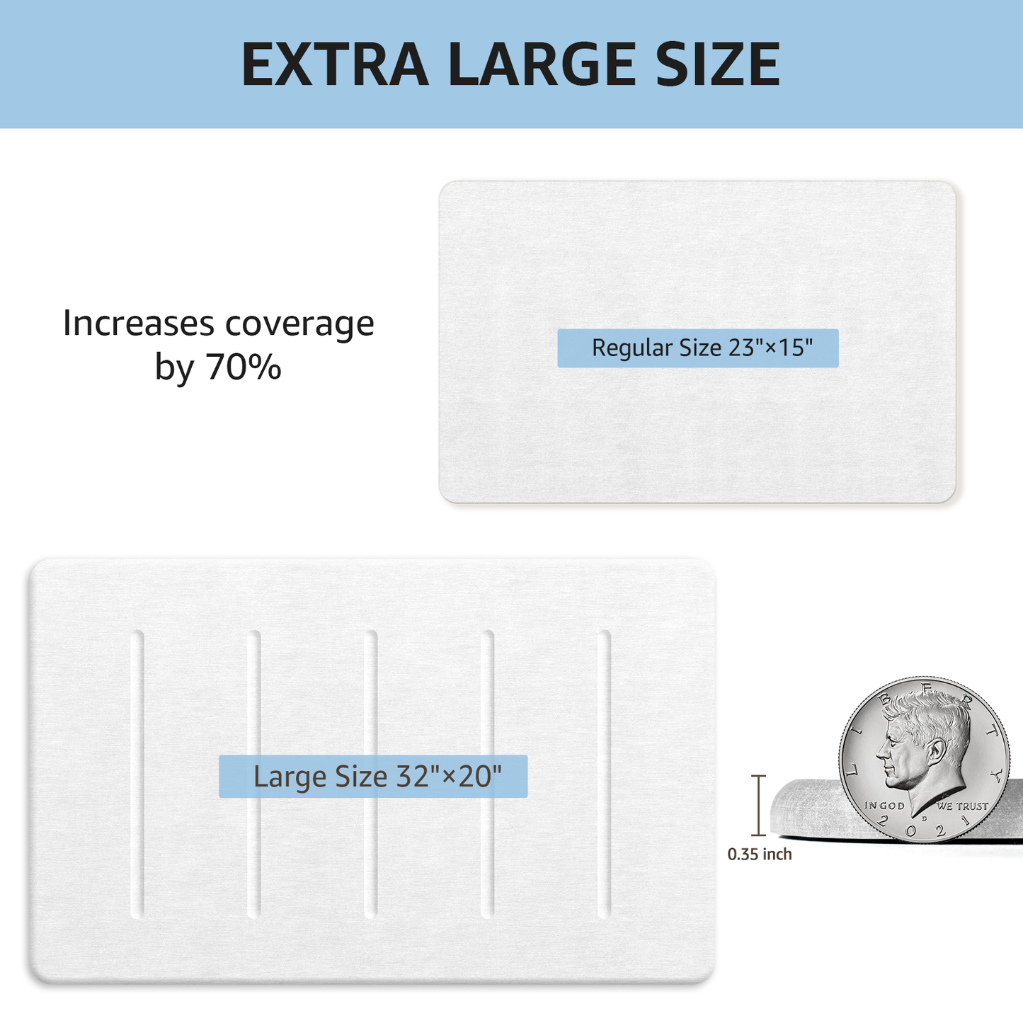 OTHWAY Stone Bath Mat Large, 32" x 20" Diatomaceous Earth for Bathroom, Super Absorbent Quick Drying Non-Slip Diatomite Shower Mat