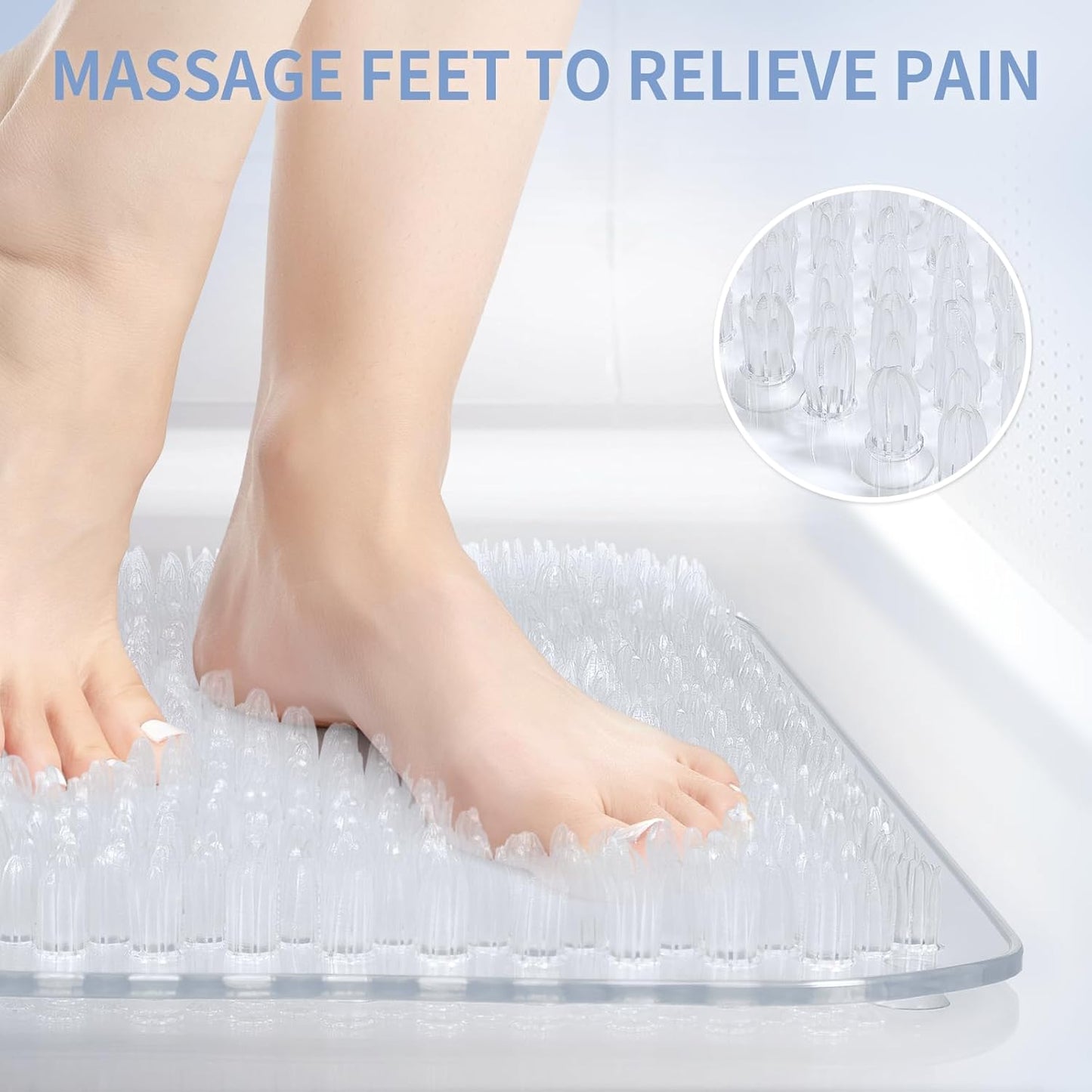 Yolife Shower Foot Scrubber Mat,Anti-Slip Bath Mat with Scrub Bristles & Strong Suction Cups to Soothe Achy Feet