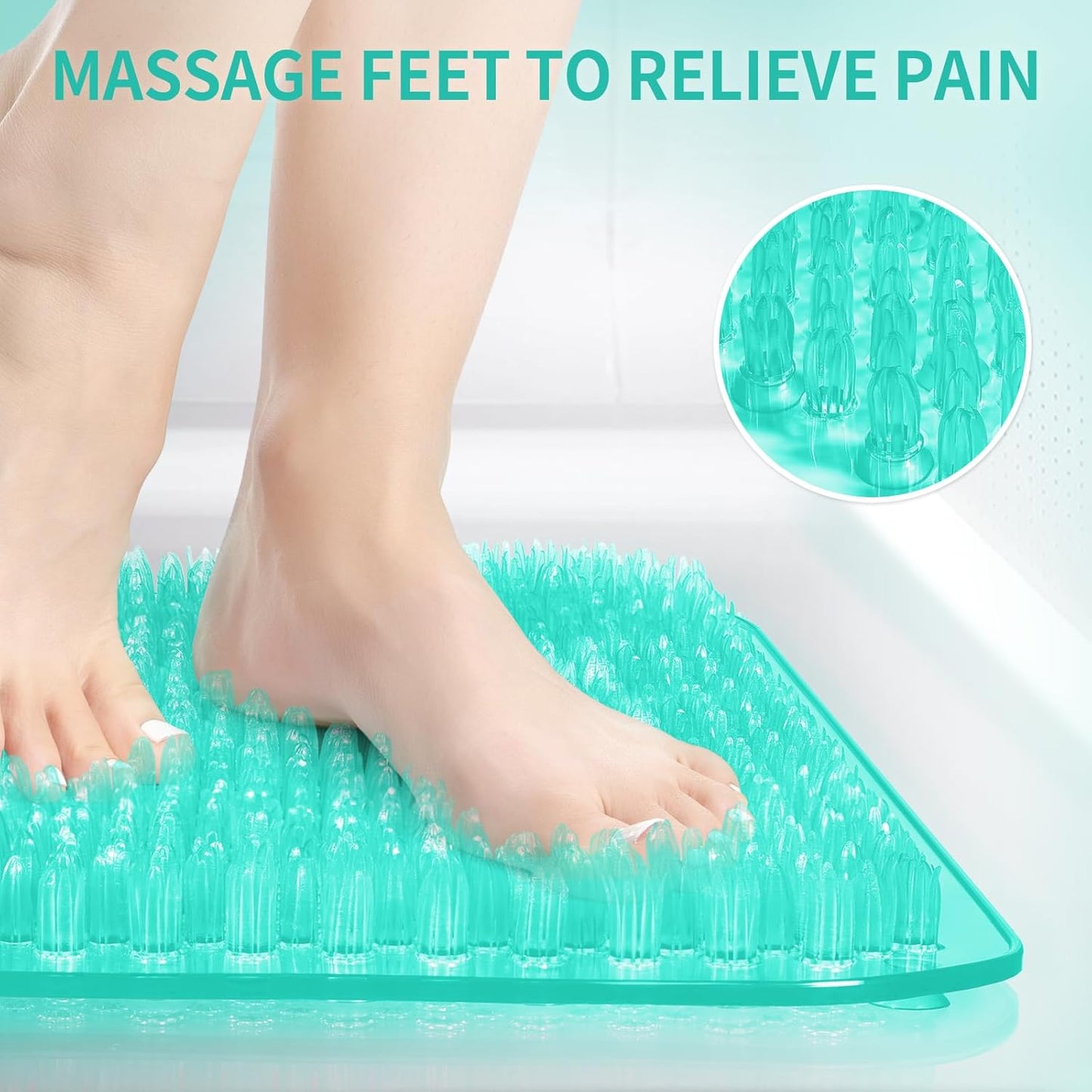 Yolife Shower Foot Scrubber Mat,Anti-Slip Bath Mat with Scrub Bristles & Strong Suction Cups to Soothe Achy Feet