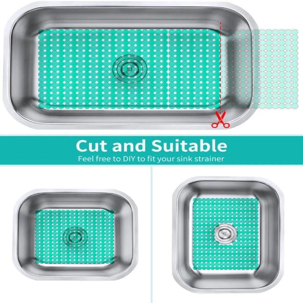 Bligli Round Sink Mats 2-Pack ,Non-Slip PVC Sink Protector, Fits Stainless Steel / Ceramic Sinks,15.7 x 11.8 inch,Fast Draining Dot Design for Kitchen Sink