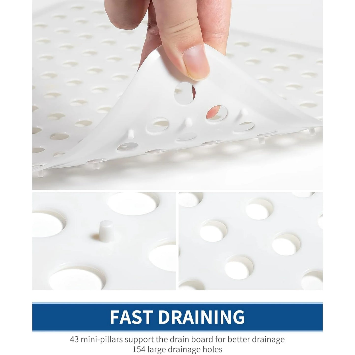 Bligli Round Sink Protector Mat, 11.2x12.7 inch Non-Slip Dish Drying Pad, Fast Drain & Odorless, Fits Stainless Steel/Porcelain Sinks, White