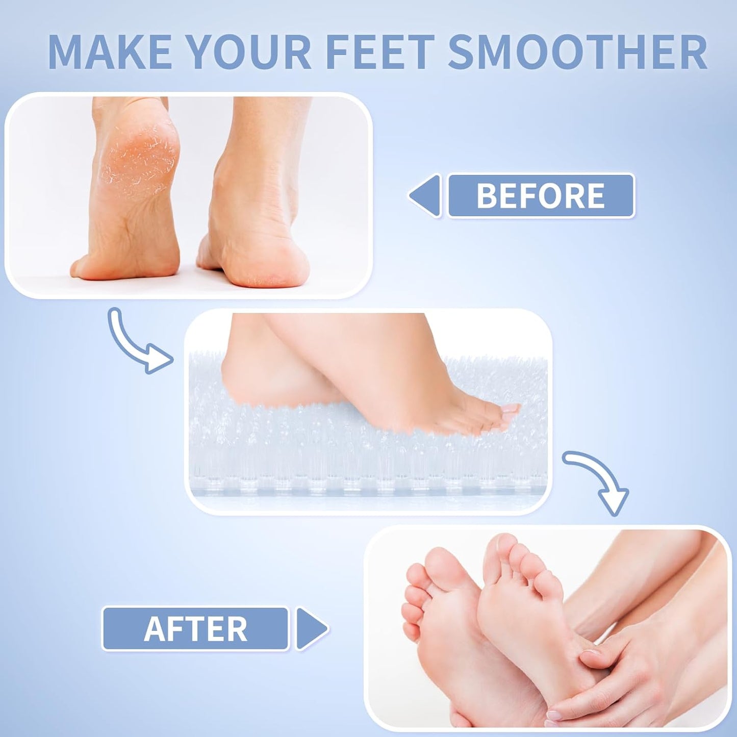 Yolife Shower Foot Scrubber Mat,Anti-Slip Bath Mat with Scrub Bristles & Strong Suction Cups to Soothe Achy Feet