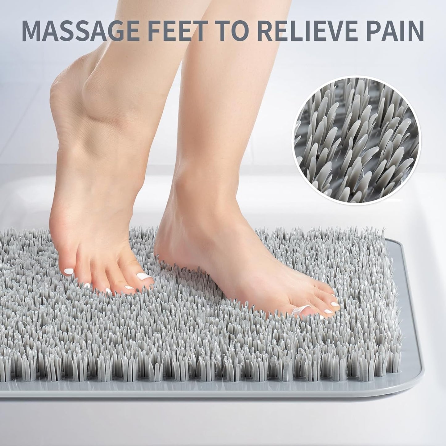 Yolife Shower Foot Scrubber Mat,Anti-Slip Bath Mat with Scrub Bristles & Strong Suction Cups to Soothe Achy Feet