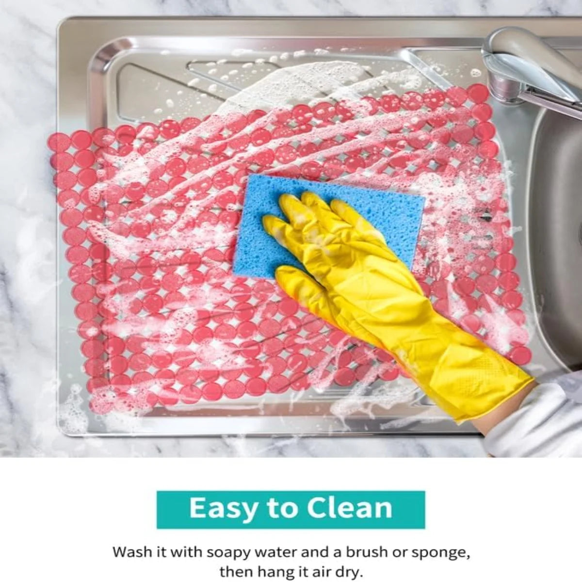 Bligli Round Sink Mats 2-Pack ,Non-Slip PVC Sink Protector, Fits Stainless Steel / Ceramic Sinks,15.7 x 11.8 inch,Fast Draining Dot Design for Kitchen Sink