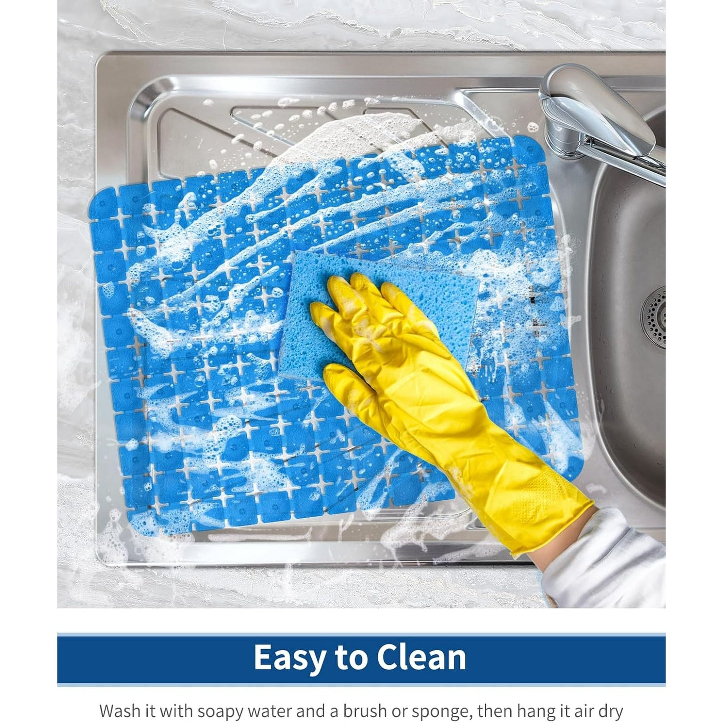 Bligli 2-Pack Sink Mats - 15.7"x11.8" Non-Slip PVC Liners, Quick-Dry Kitchen Protector for Stainless Steel/Ceramic, Dish Drying Mat