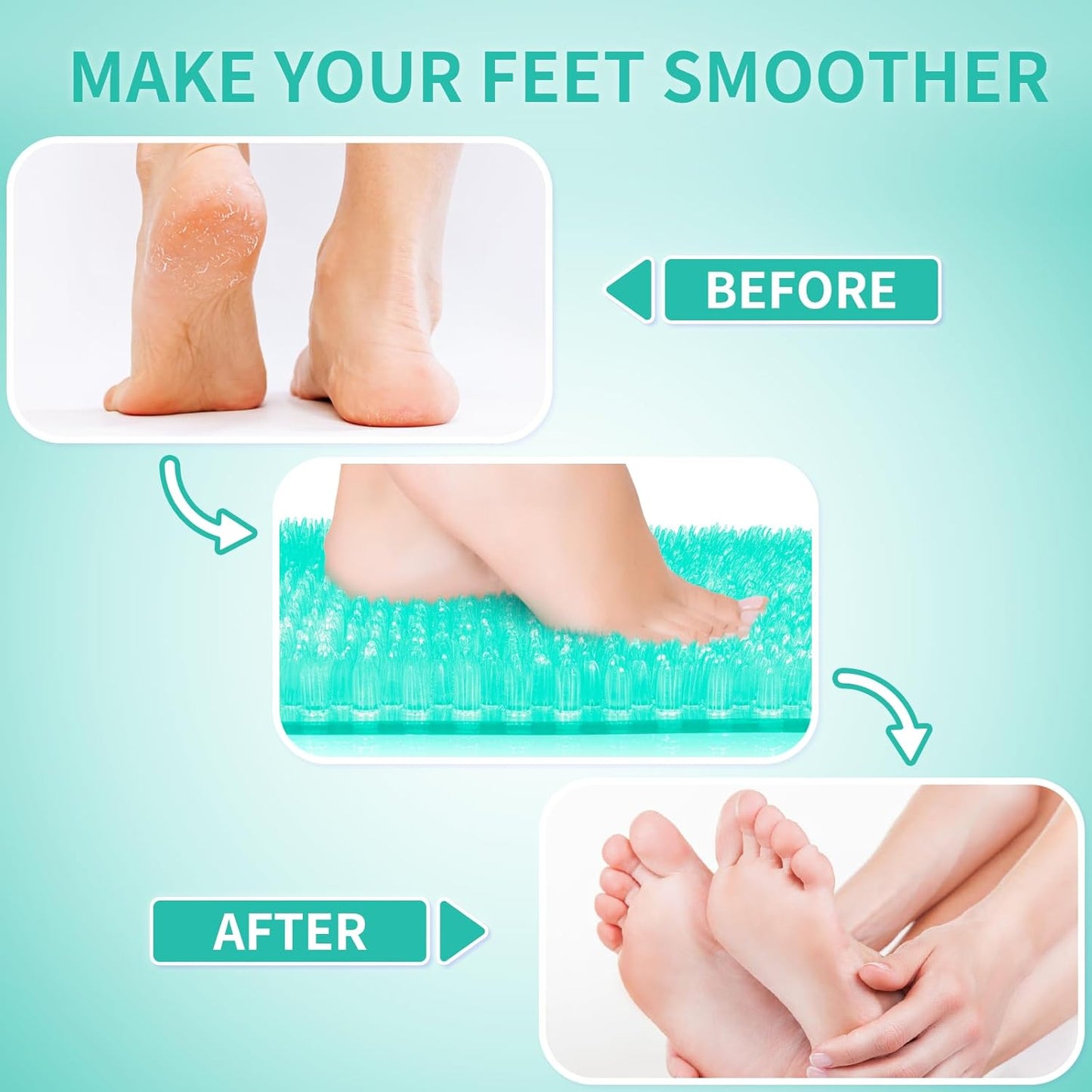 Yolife Shower Foot Scrubber Mat,Anti-Slip Bath Mat with Scrub Bristles & Strong Suction Cups to Soothe Achy Feet