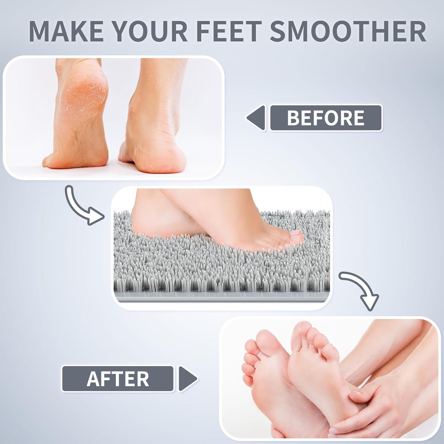 Yolife Shower Foot Scrubber Mat,Anti-Slip Bath Mat with Scrub Bristles & Strong Suction Cups to Soothe Achy Feet