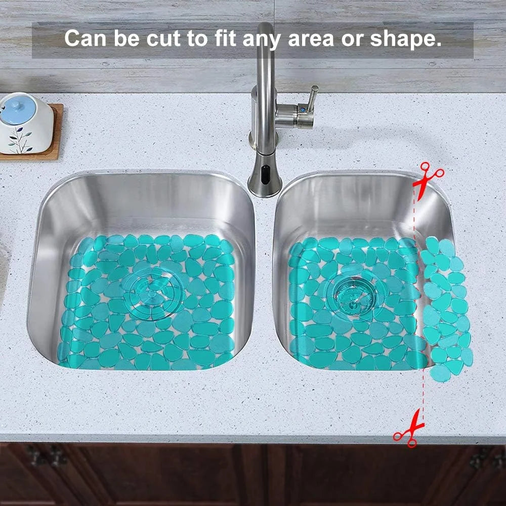 Bligli Non-Slip PVC Sink Mats (2-pack) – Pebble Design Protector for Stainless Steel/Porcelain, Dish Drying & Kitchen Liner, 15.7"x11.8"