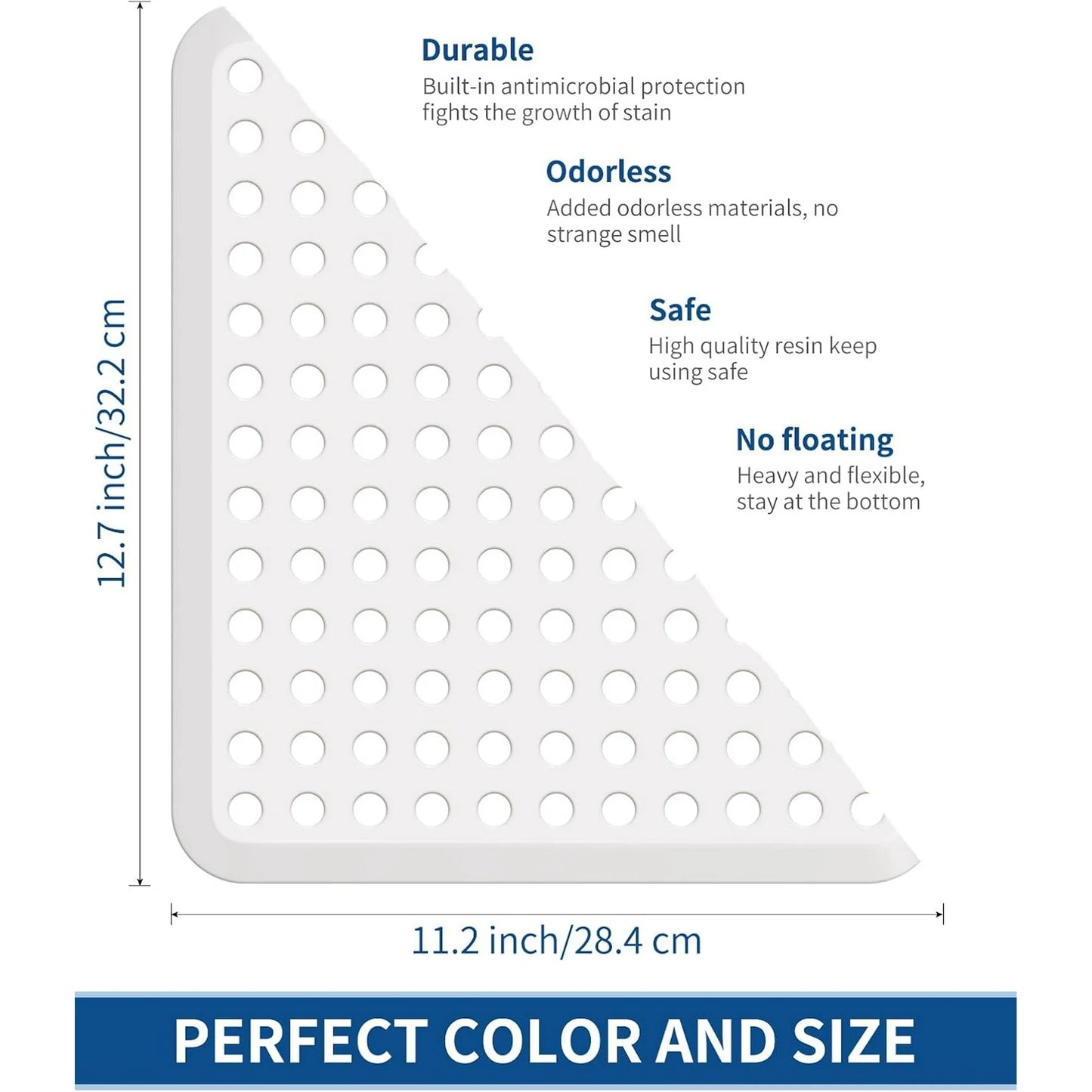 Bligli Round Sink Protector Mat, 11.2x12.7 inch Non-Slip Dish Drying Pad, Fast Drain & Odorless, Fits Stainless Steel/Porcelain Sinks, White