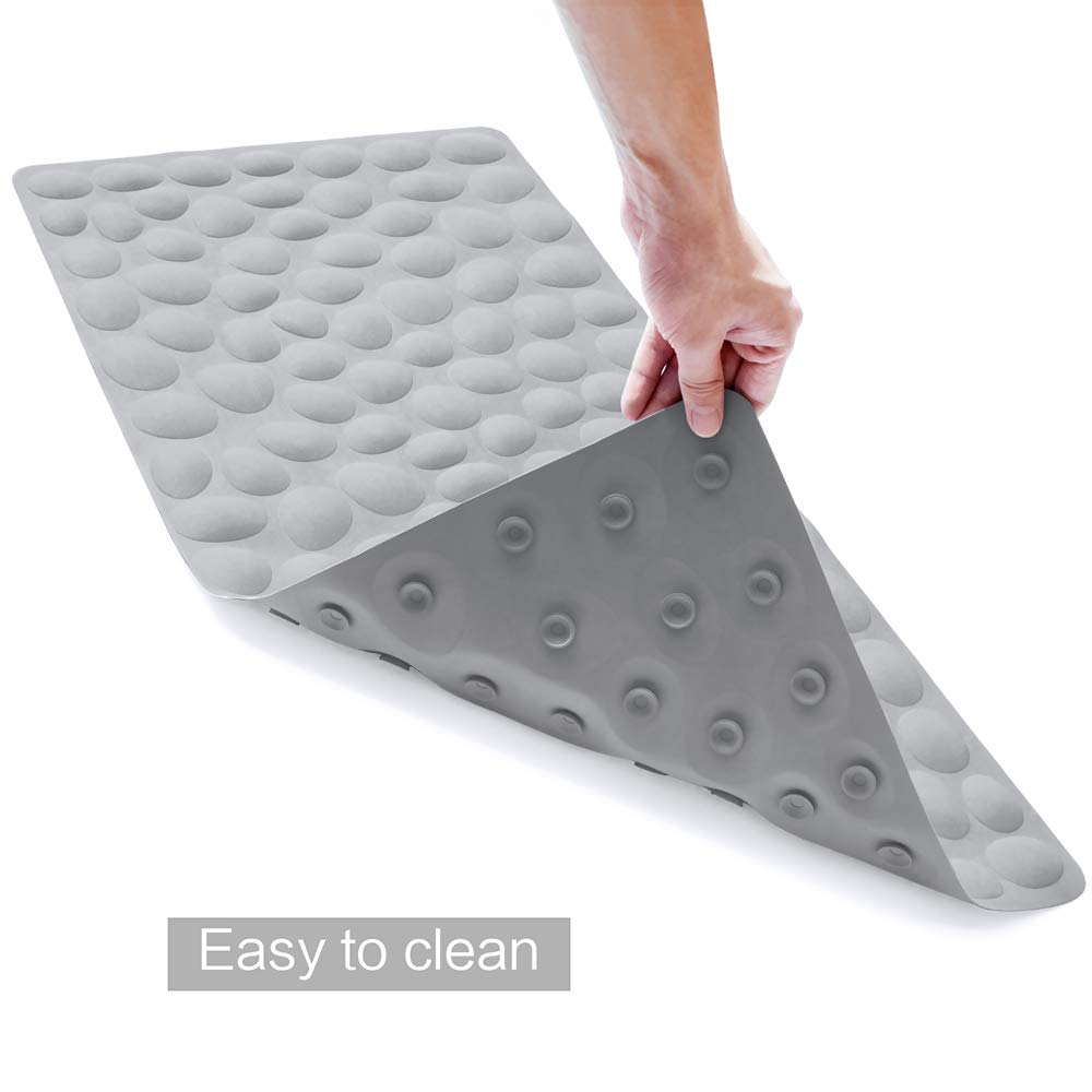 Soft Rubber Non-Slip Bath Mat with Suction Cups - Grey