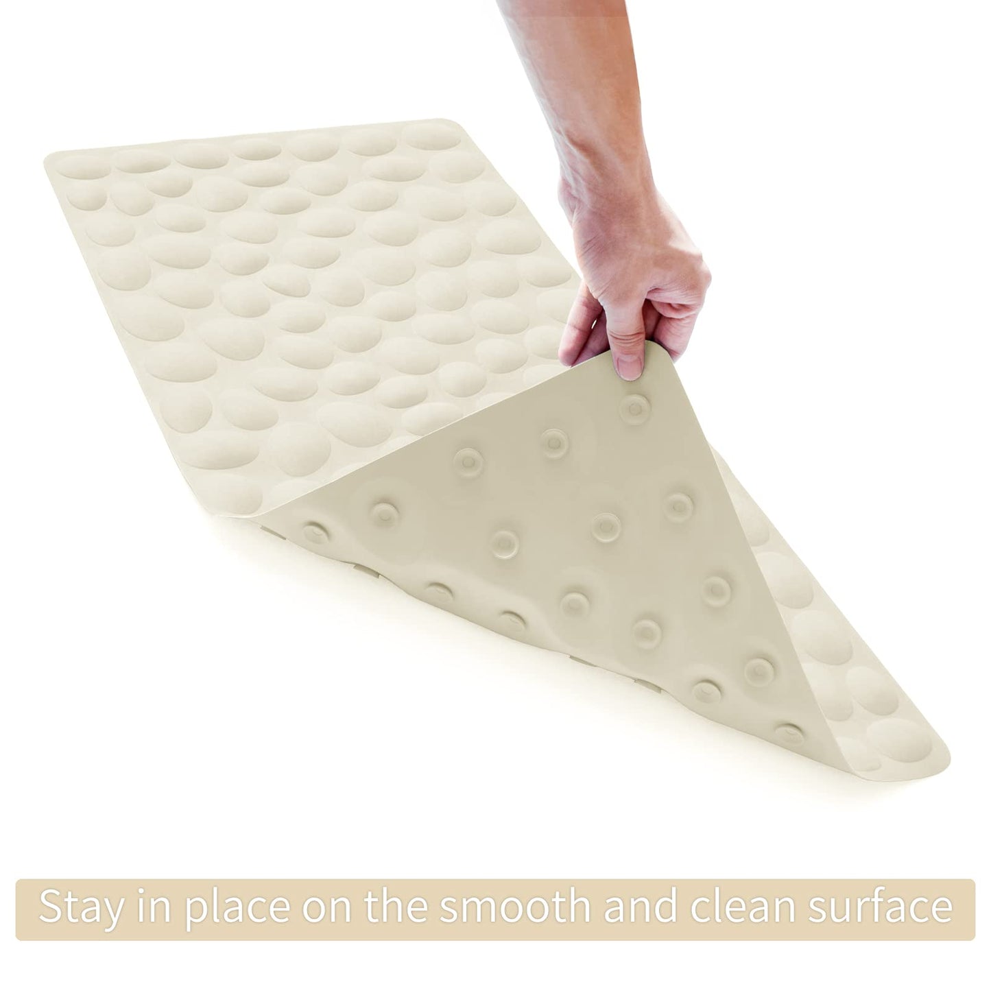 Soft Rubber Non-Slip Bath Mat with Suction Cups - Grey