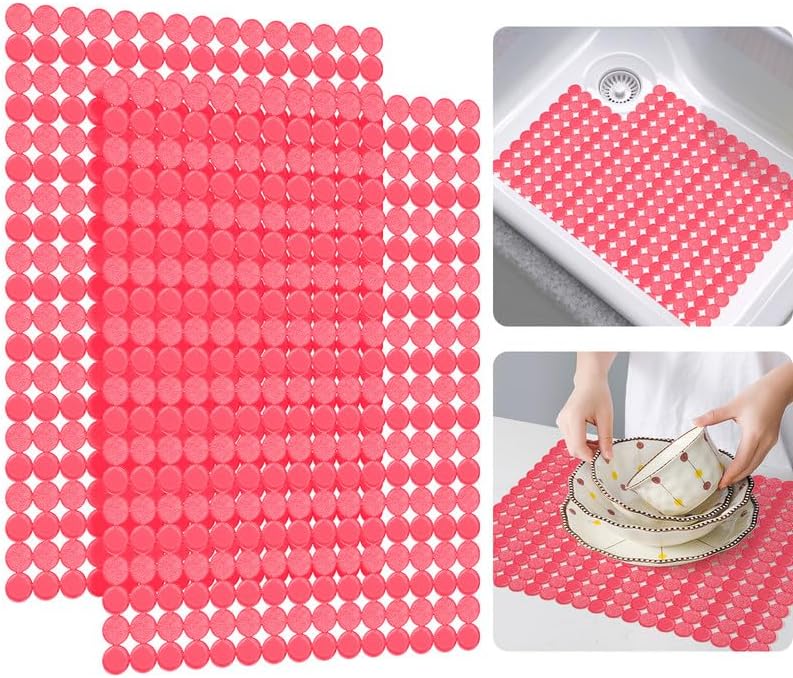 Bligli Round Sink Mats 2-Pack ,Non-Slip PVC Sink Protector, Fits Stainless Steel / Ceramic Sinks,15.7 x 11.8 inch,Fast Draining Dot Design for Kitchen Sink