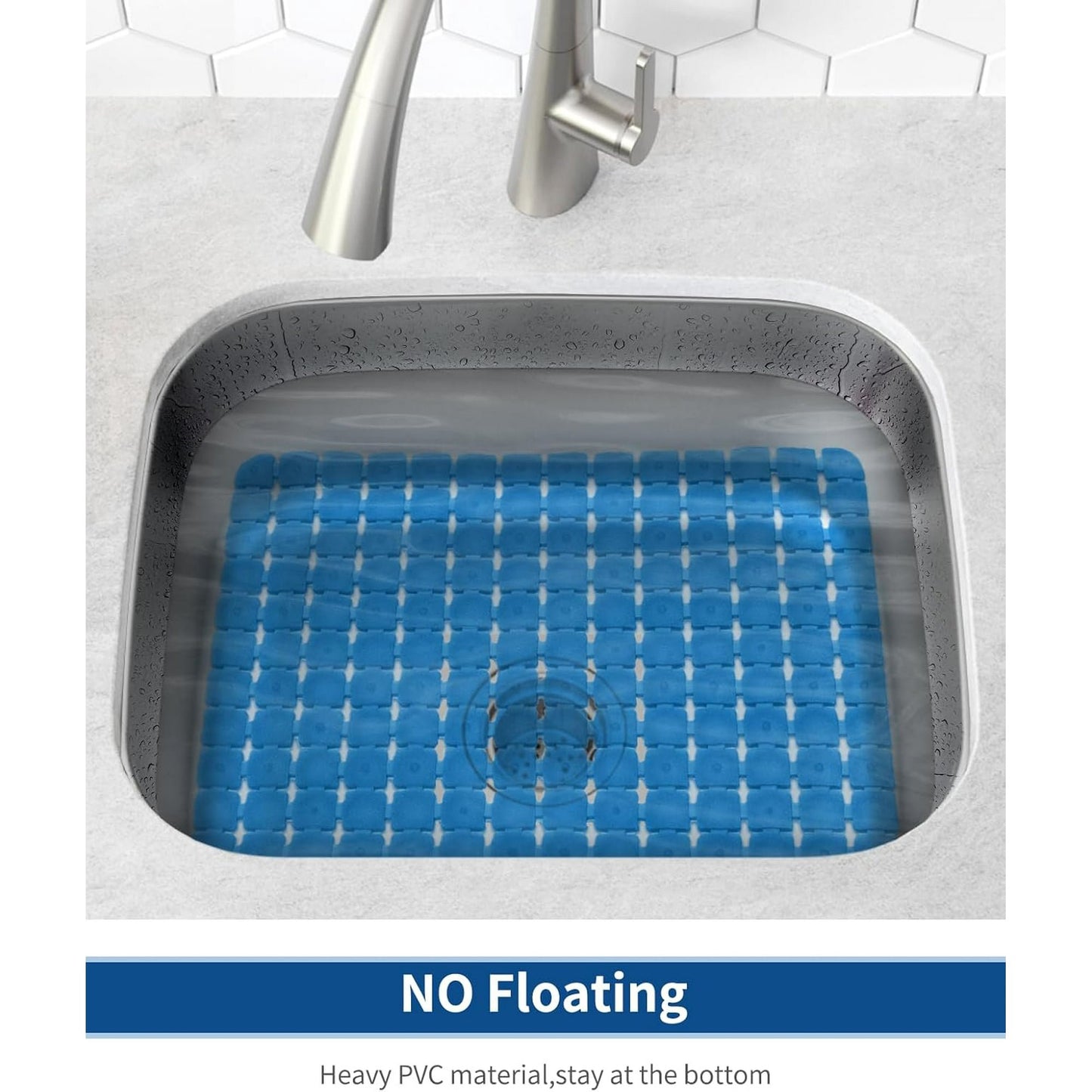 Bligli 2-Pack Sink Mats - 15.7"x11.8" Non-Slip PVC Liners, Quick-Dry Kitchen Protector for Stainless Steel/Ceramic, Dish Drying Mat