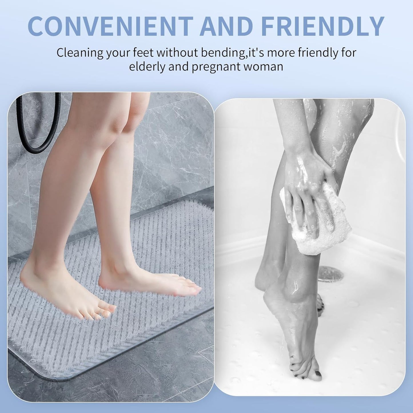 Yolife Shower Foot Scrubber Mat,Anti-Slip Bath Mat with Scrub Bristles & Strong Suction Cups to Soothe Achy Feet