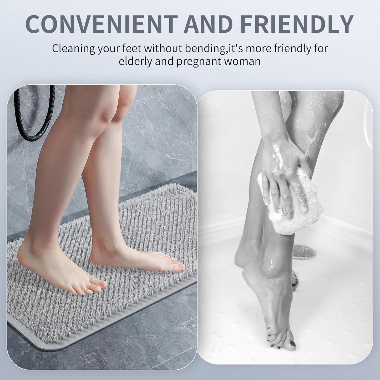 Yolife Shower Foot Scrubber Mat,Anti-Slip Bath Mat with Scrub Bristles & Strong Suction Cups to Soothe Achy Feet