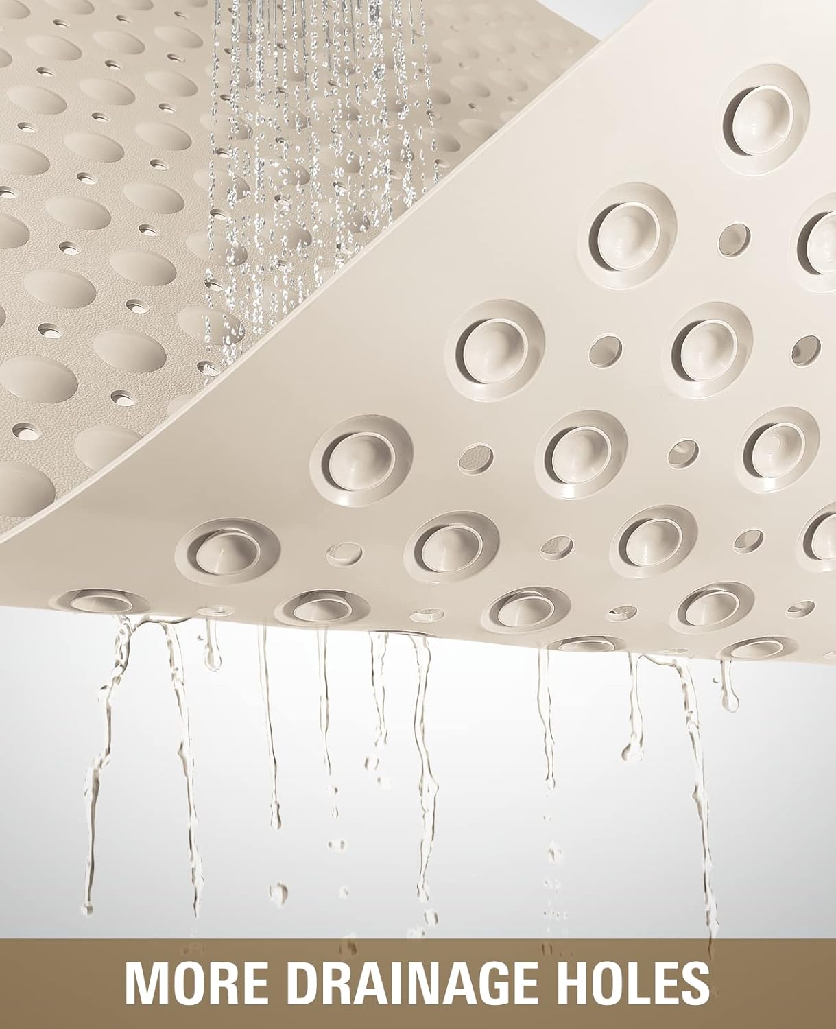 Yolife Extra Large Shower Mat 47.2x31.5" - TPE Non-Slip Bath Mat w/Suction Cups & Drain Holes, Heavy Duty for Shower Stall, Odor-Free