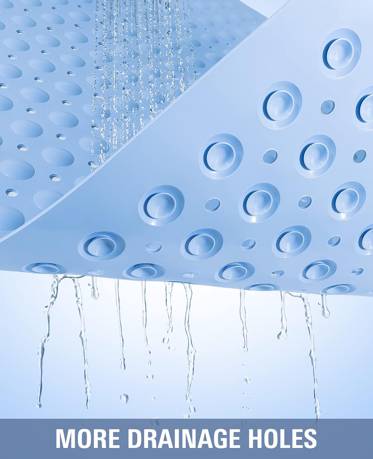 Yolife Extra Large Shower Mat 47.2x31.5" - TPE Non-Slip Bath Mat w/Suction Cups & Drain Holes, Heavy Duty for Shower Stall, Odor-Free