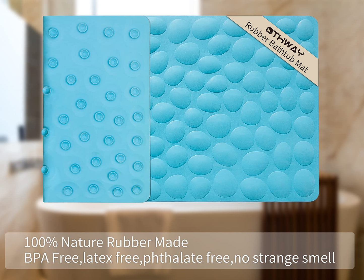 Soft Rubber Non-Slip Bath Mat with Suction Cups - Grey