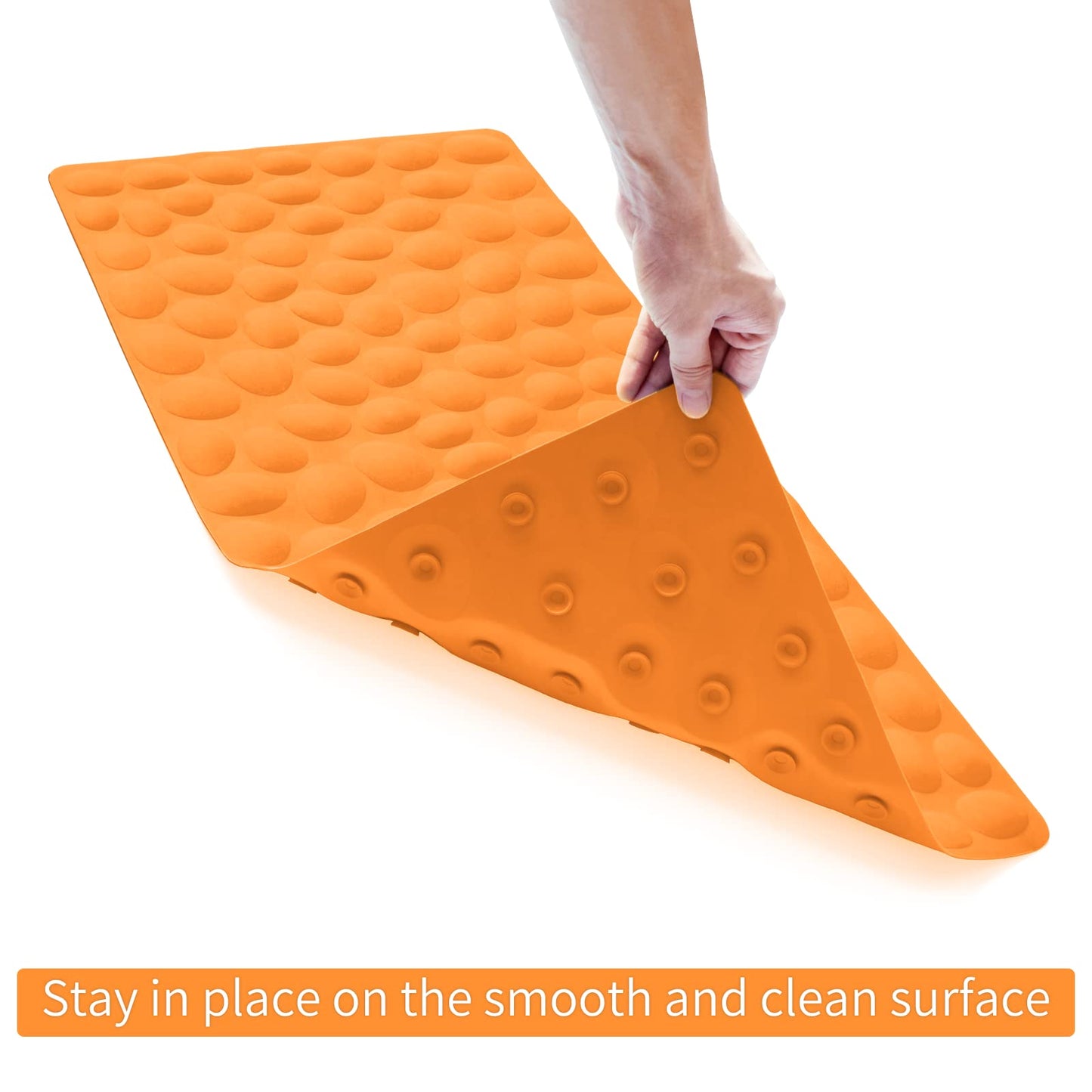 Soft Rubber Non-Slip Bath Mat with Suction Cups - Grey