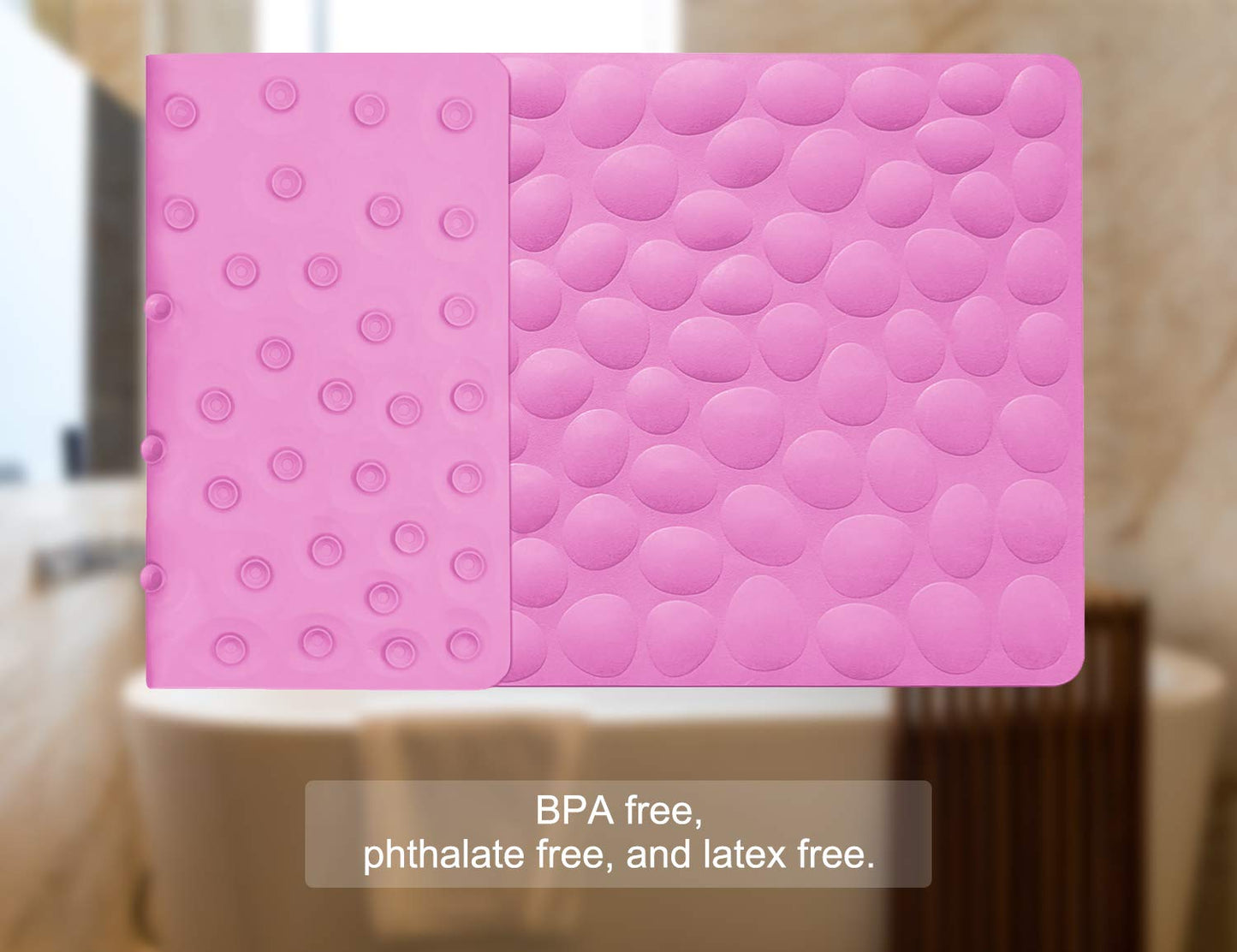 Soft Rubber Non-Slip Bath Mat with Suction Cups - Grey
