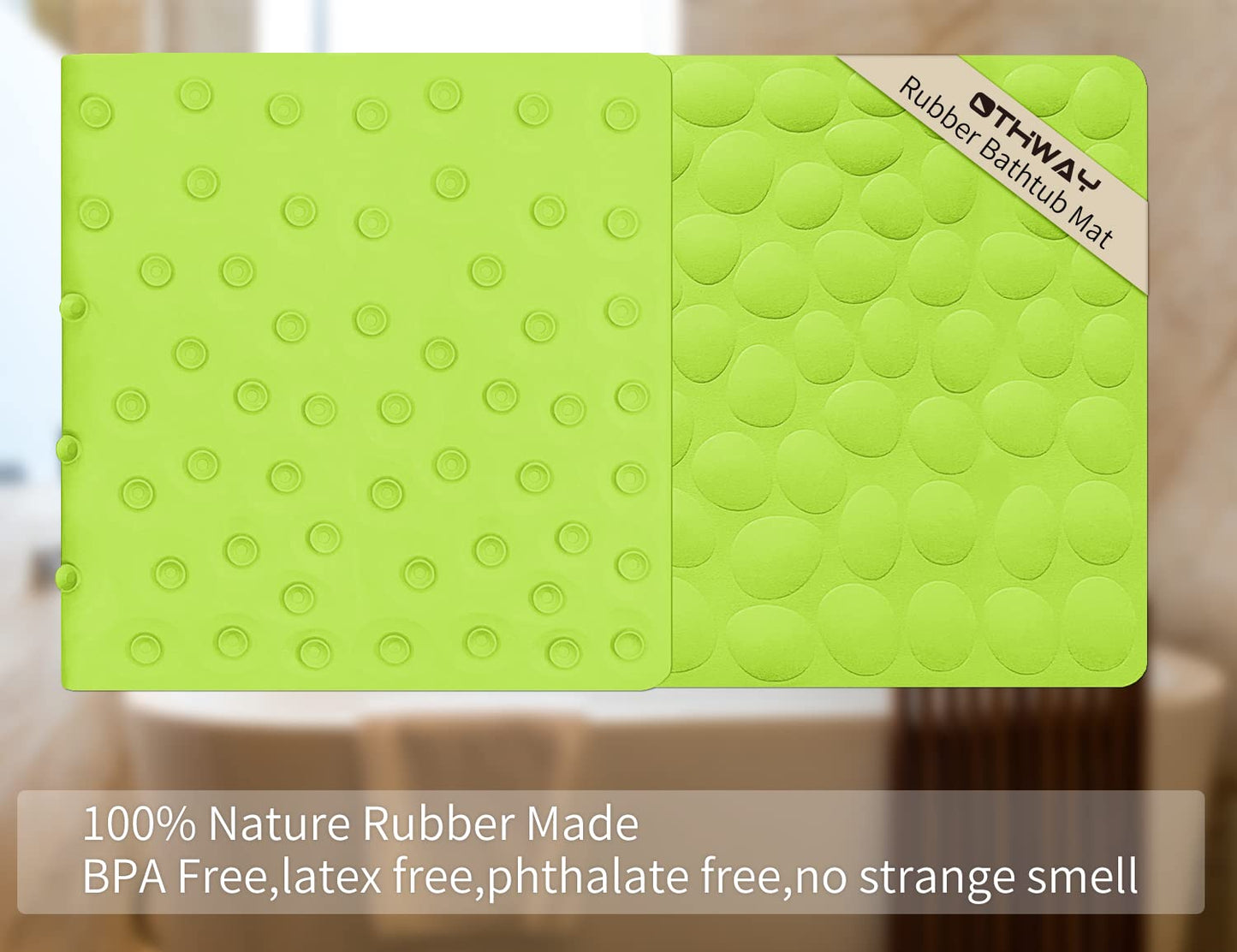 Soft Rubber Non-Slip Bath Mat with Suction Cups - Grey