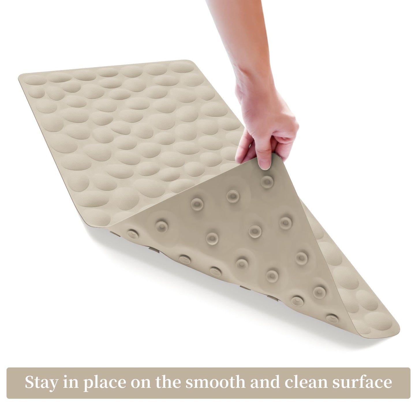 Soft Rubber Non-Slip Bath Mat with Suction Cups - Grey