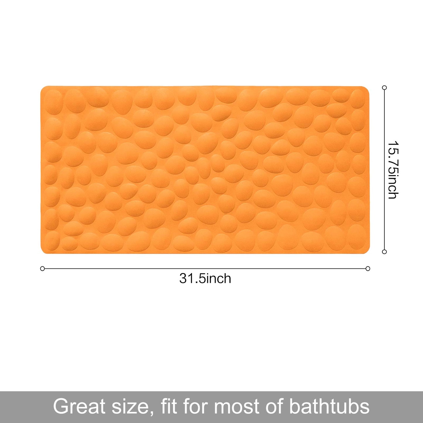 Soft Rubber Non-Slip Bath Mat with Suction Cups - Grey