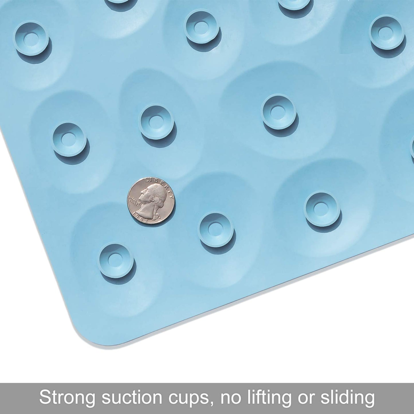 Soft Rubber Non-Slip Bath Mat with Suction Cups - Grey