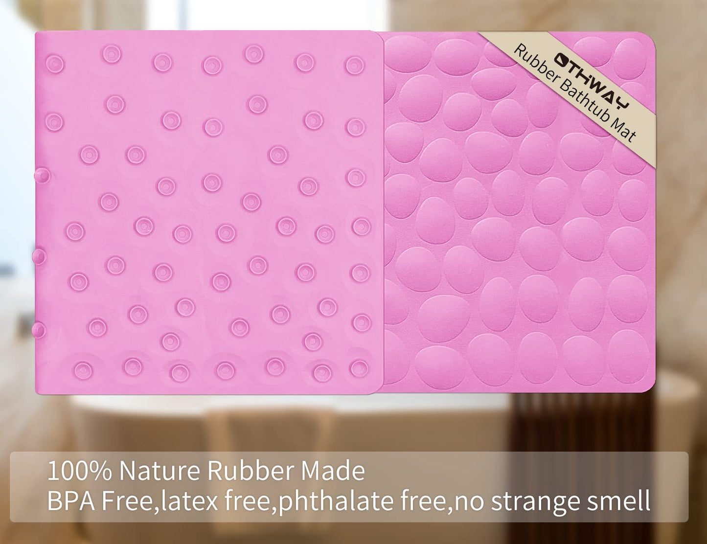 Soft Rubber Non-Slip Bath Mat with Suction Cups - Grey