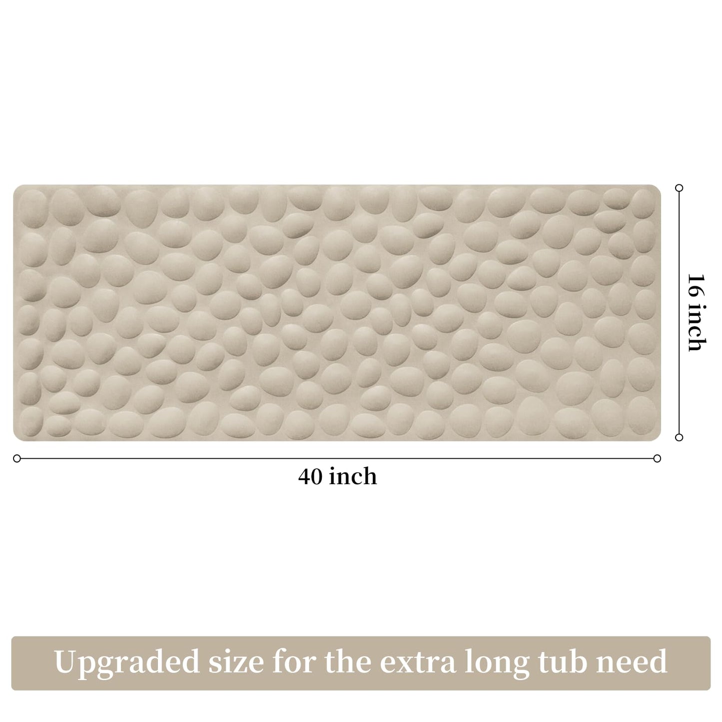 Soft Rubber Non-Slip Bath Mat with Suction Cups - Grey