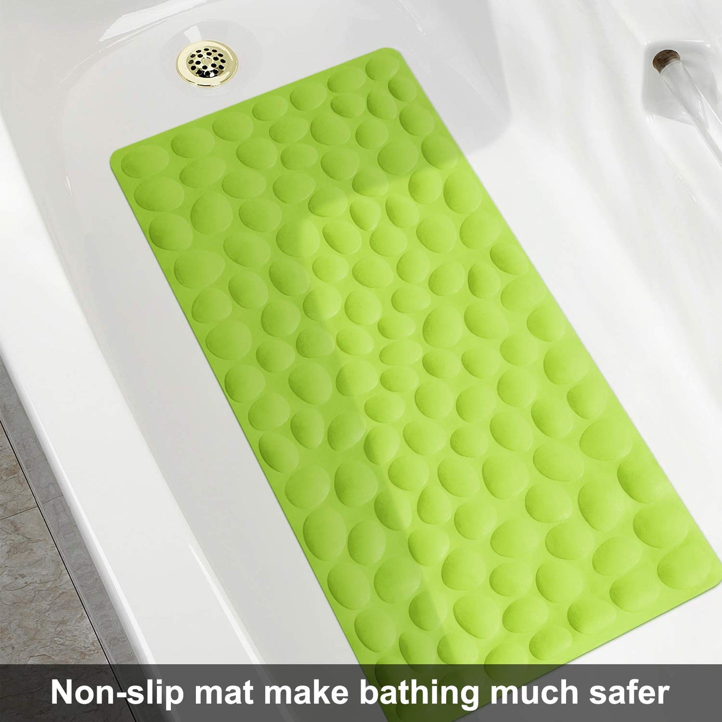 Soft Rubber Non-Slip Bath Mat with Suction Cups - Grey
