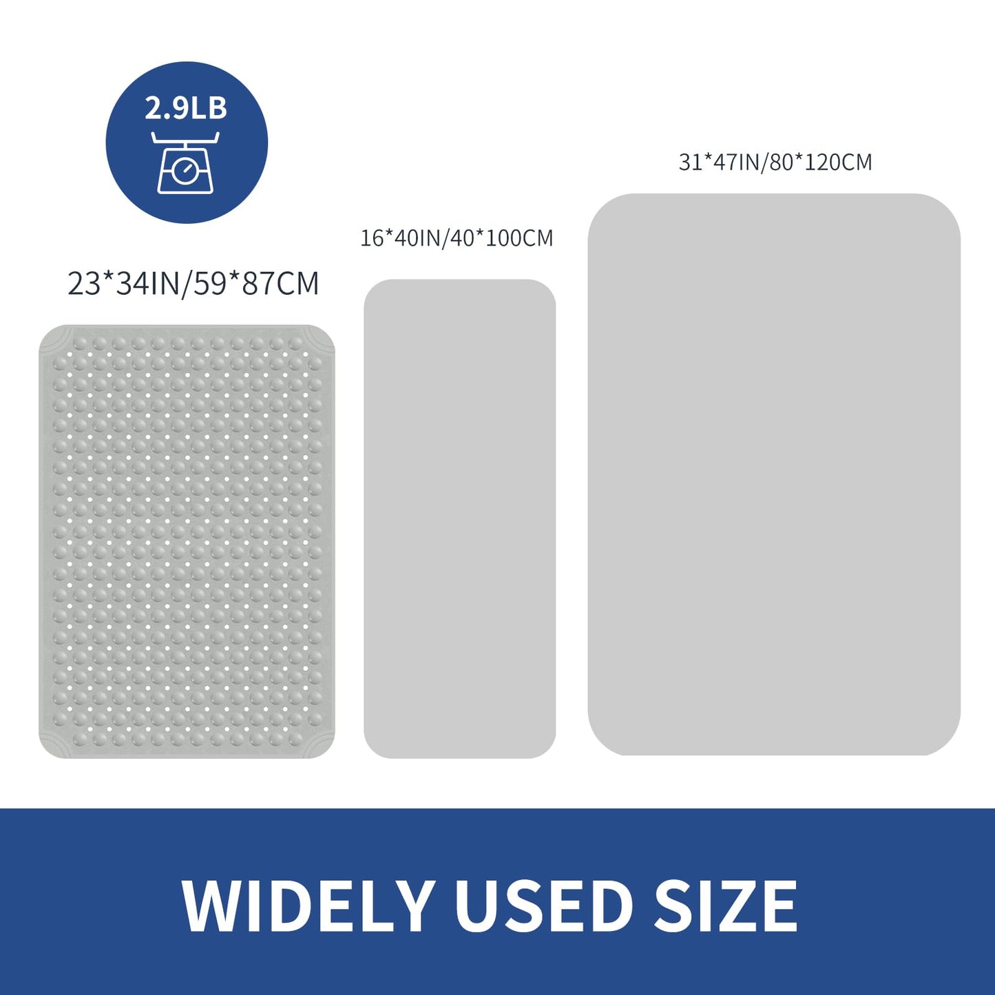 OTHWAY Large Shower Mat 34x23, TPE Non Slip Shower Mat, Inside Shower Mat with Drain Holes Suction Cups, Walk in Shower Mat for Shower Stall, Anti-Slip for Elderly Kids (Apricot)