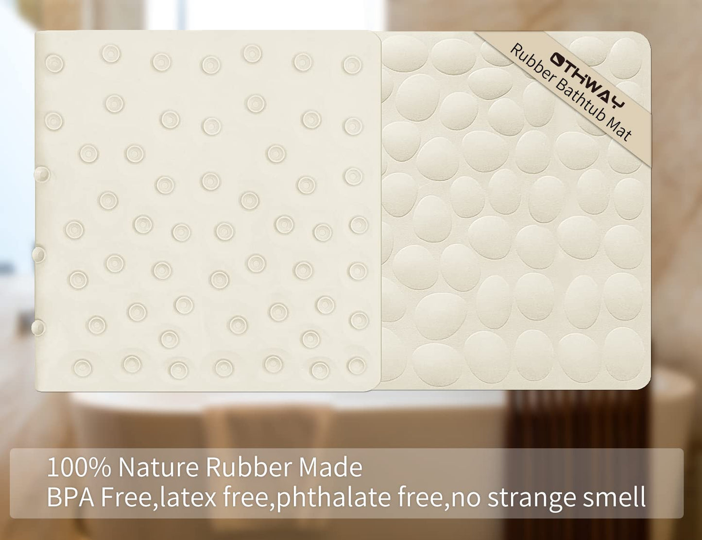 Soft Rubber Non-Slip Bath Mat with Suction Cups - Grey