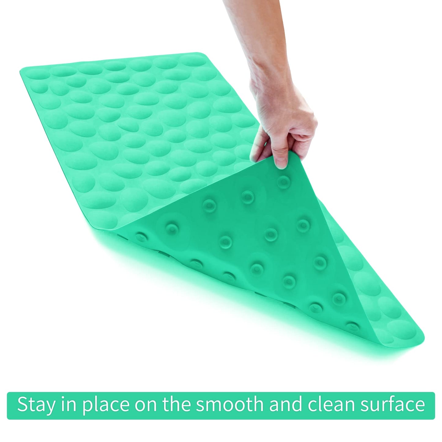 Soft Rubber Non-Slip Bath Mat with Suction Cups - Grey
