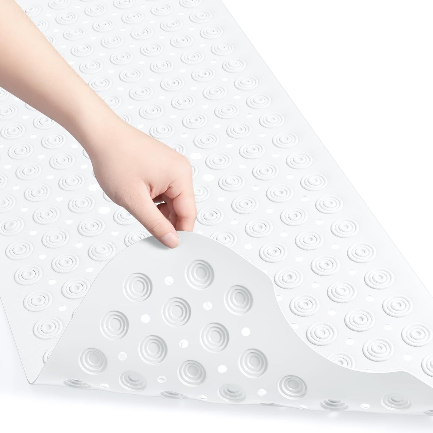 White Non Slip Bath Tub Mat with Suction Cups