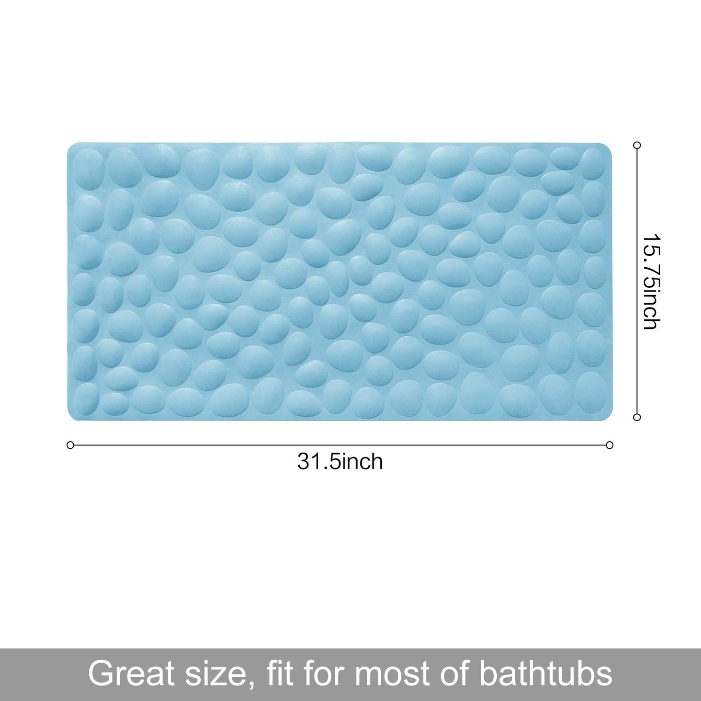 Soft Rubber Non-Slip Bath Mat with Suction Cups - Grey