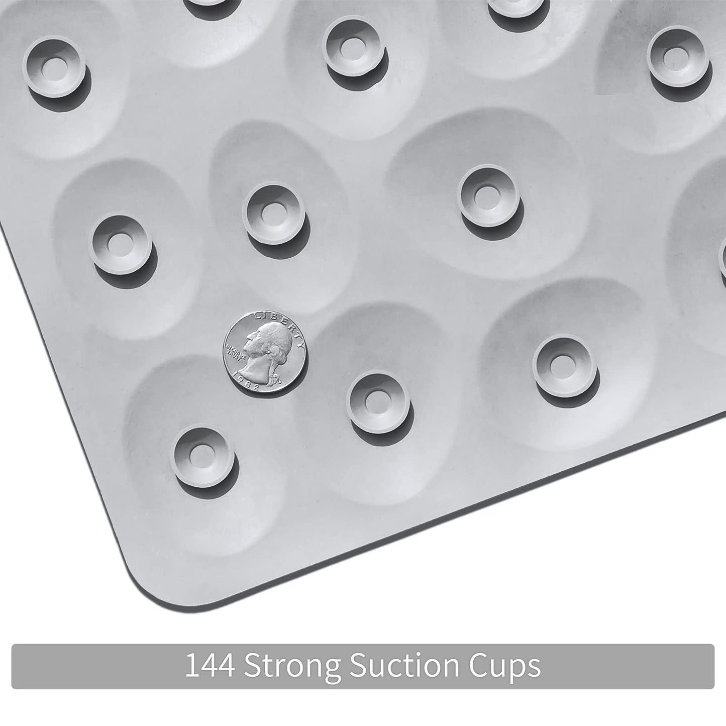 Soft Rubber Non-Slip Bath Mat with Suction Cups - Grey