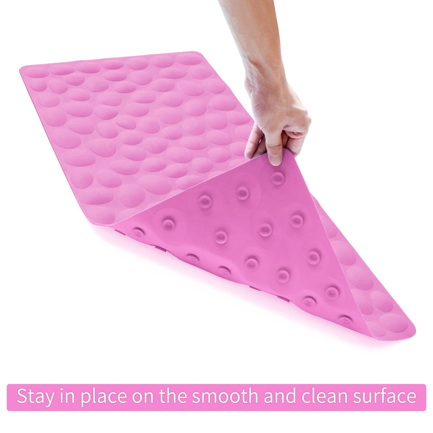 Soft Rubber Non-Slip Bath Mat with Suction Cups - Grey