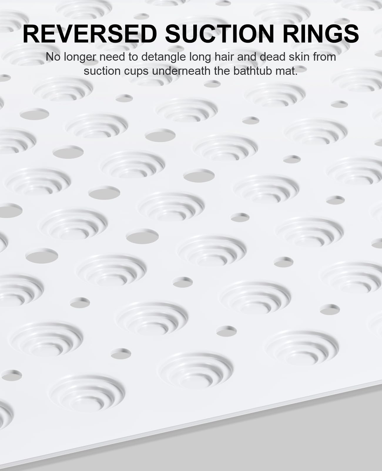 White Non Slip Bath Tub Mat with Suction Cups
